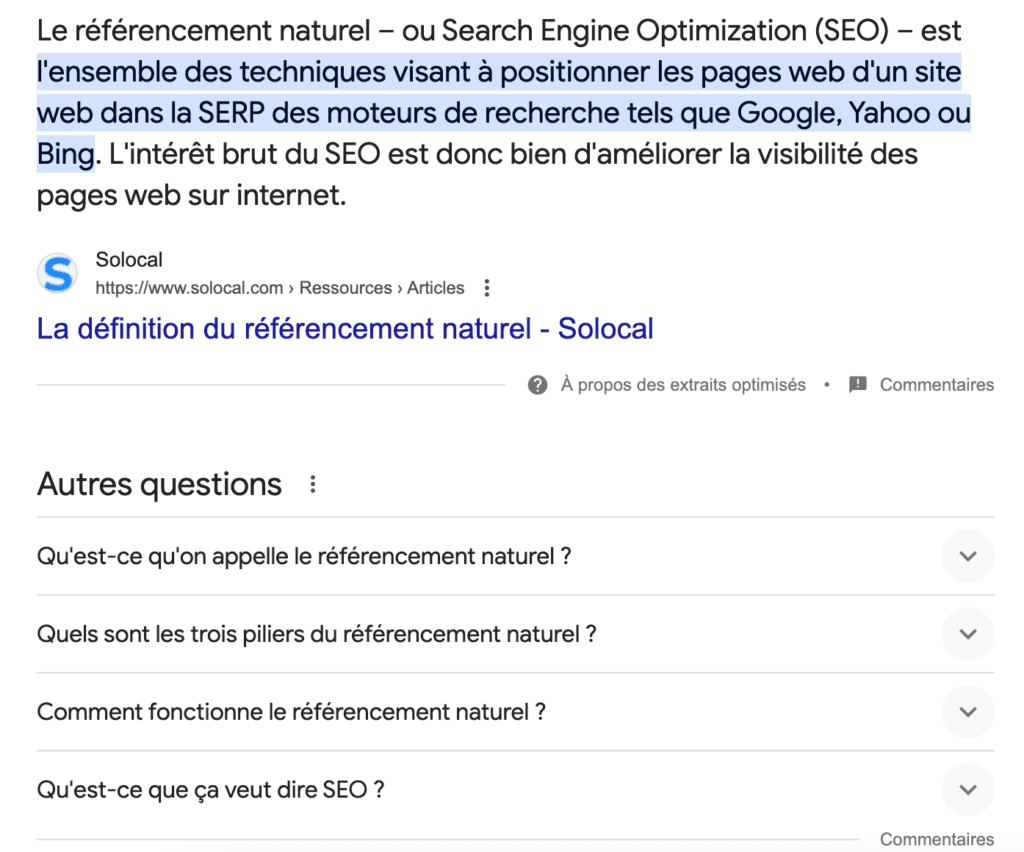 PAA ou Requête Google : qu'est-ce que le référencement naturel