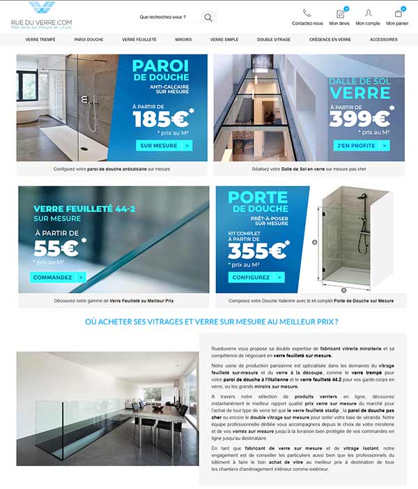 Rue Du Verre - e-commerce Magento verre sur mesure